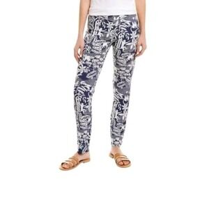 J. McLaughlin Sz 0 Blue White Tropical Rainforest Monkey Print Legging Pants